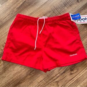Vintage 80s 90s Grunge Reebok Cotton Shorts Solid Color Red M USA Made NOS